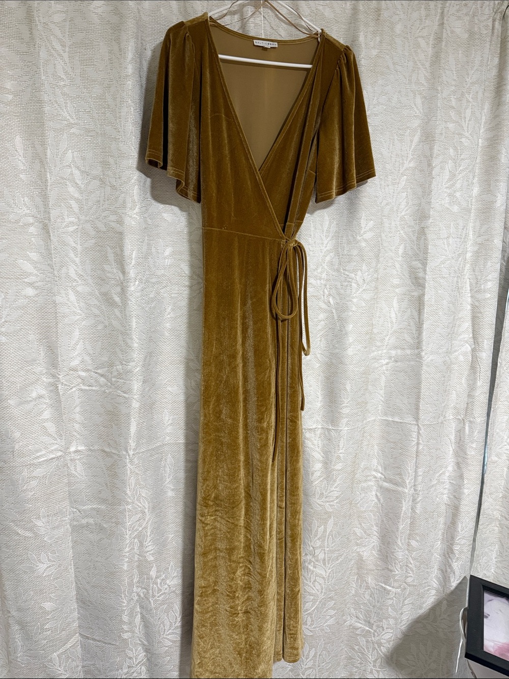 Baltic Born Velvet Wrap Maxi Dress in Mustard